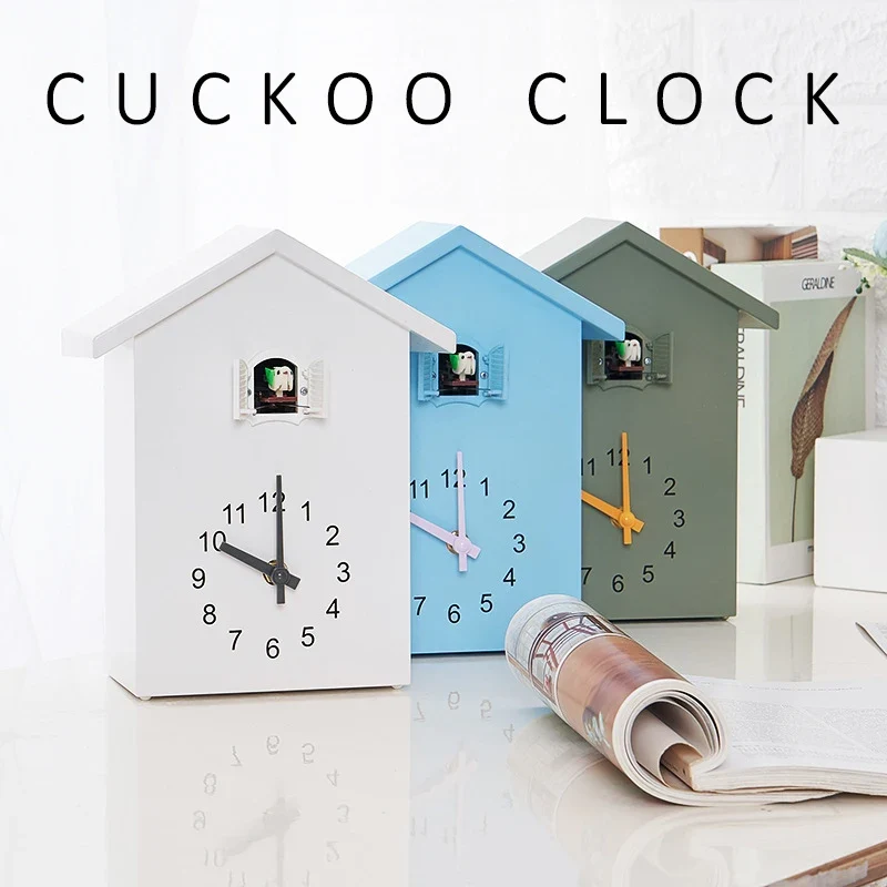 Reloj de pared de cuarzo de cuco de 20x25cm, reloj colgante moderno para el hogar y la sala de estar, relojes con temporiz...