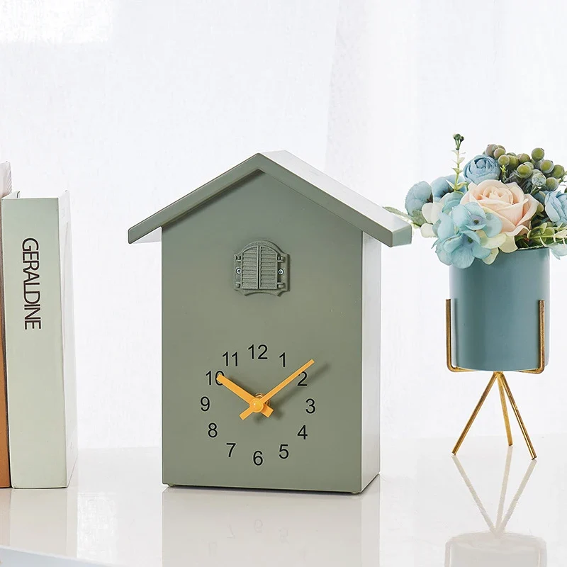 Reloj de pared de cuarzo de cuco de 20x25cm, reloj colgante moderno para el hogar y la sala de estar, relojes con temporiz...
