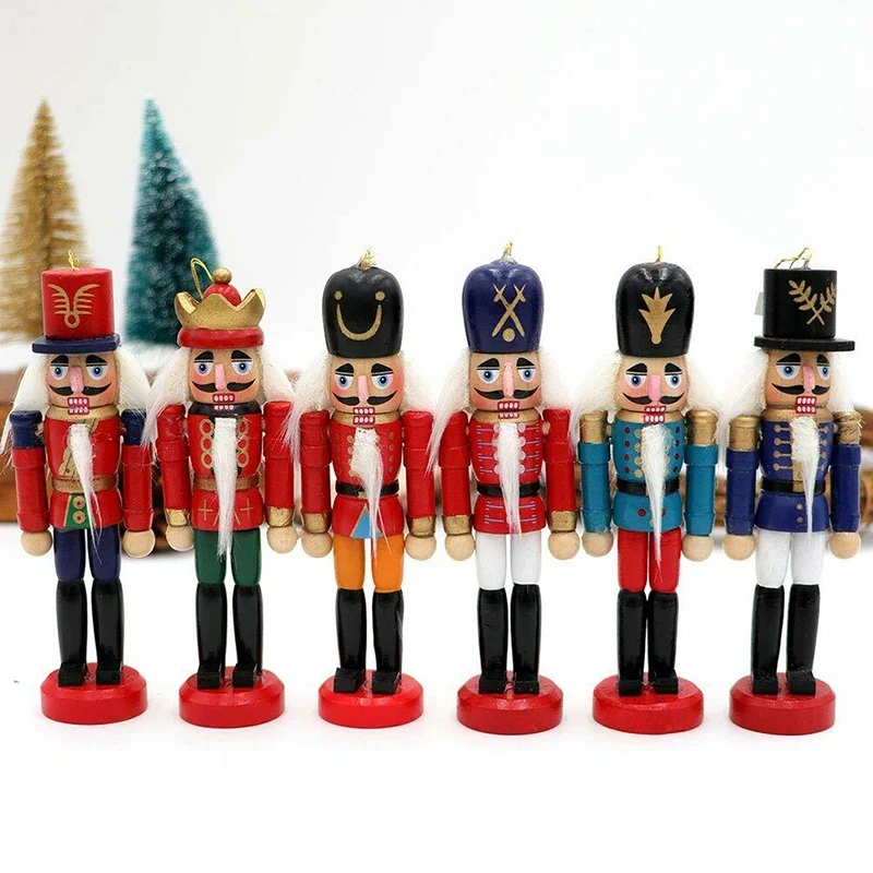 Mini ornamento de Cascanueces de madera, figura de soldado, colgante para árbol de Navidad, mesa de oficina, decoración de...