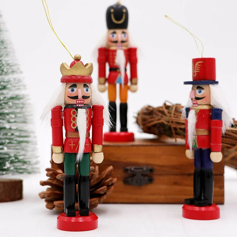 Mini ornamento de Cascanueces de madera, figura de soldado, colgante para árbol de Navidad, mesa de oficina, decoración de...