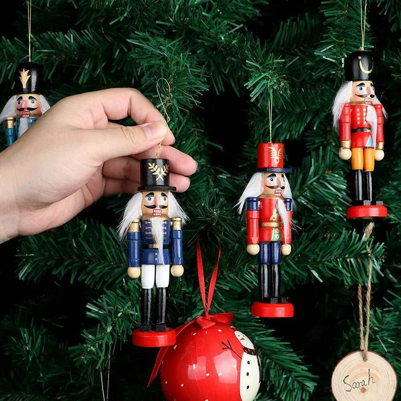 Mini ornamento de Cascanueces de madera, figura de soldado, colgante para árbol de Navidad, mesa de oficina, decoración de...