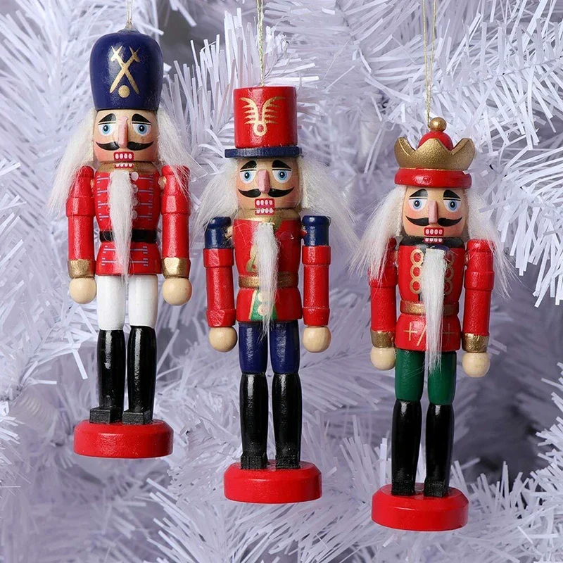 Mini ornamento de Cascanueces de madera, figura de soldado, colgante para árbol de Navidad, mesa de oficina, decoración de...