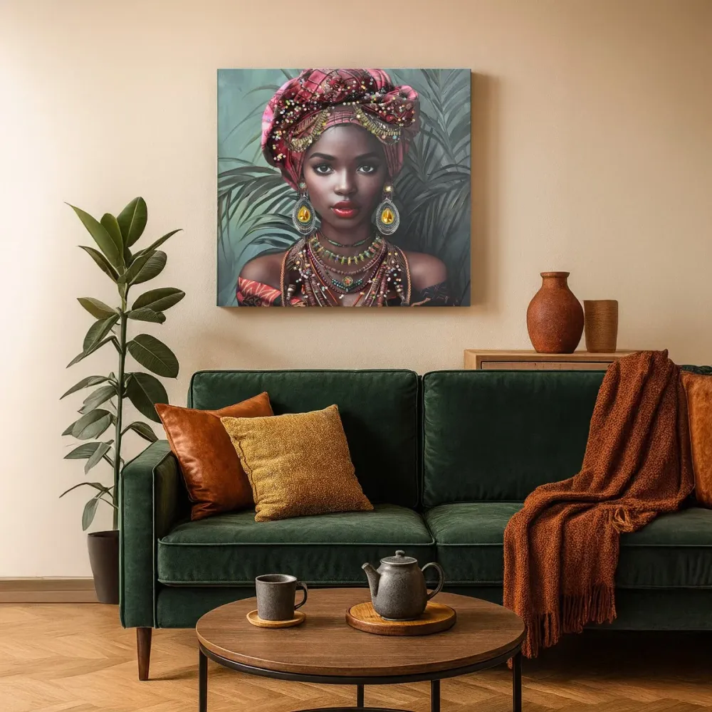 CUADRO MUJER AFRICANA 60×60 CM — LIENZO IMPRESO Signes Grimalt