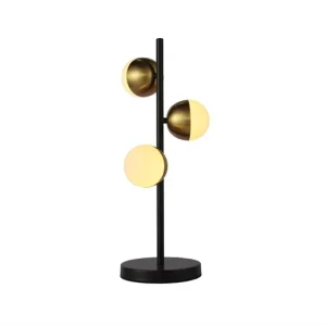 LAMPARA de mesa, E27, negro mate con dorado, 3 luces, IP20. SOHO LIGHTS