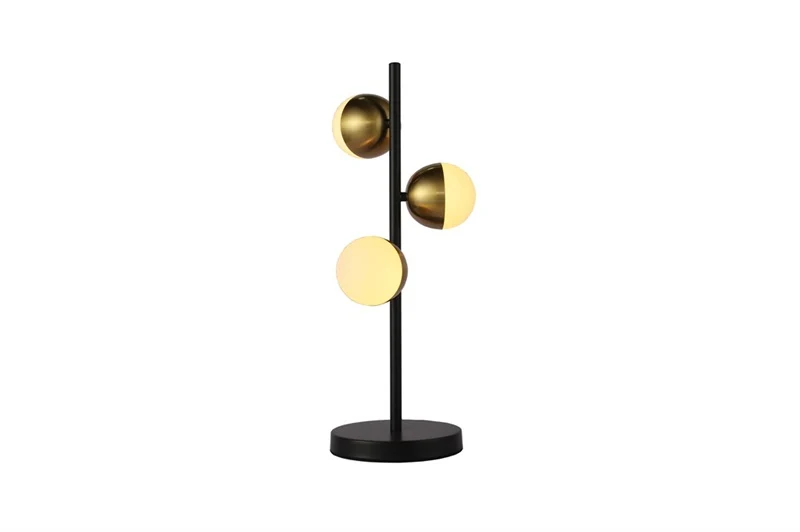 LAMPARA de mesa, E27, negro mate con dorado, 3 luces, IP20. SOHO LIGHTS