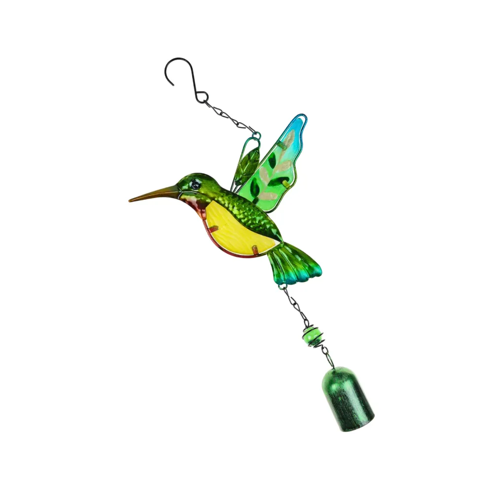 Colgante Campana De Viento Colibrí Vintage Verde Soleio Regalos