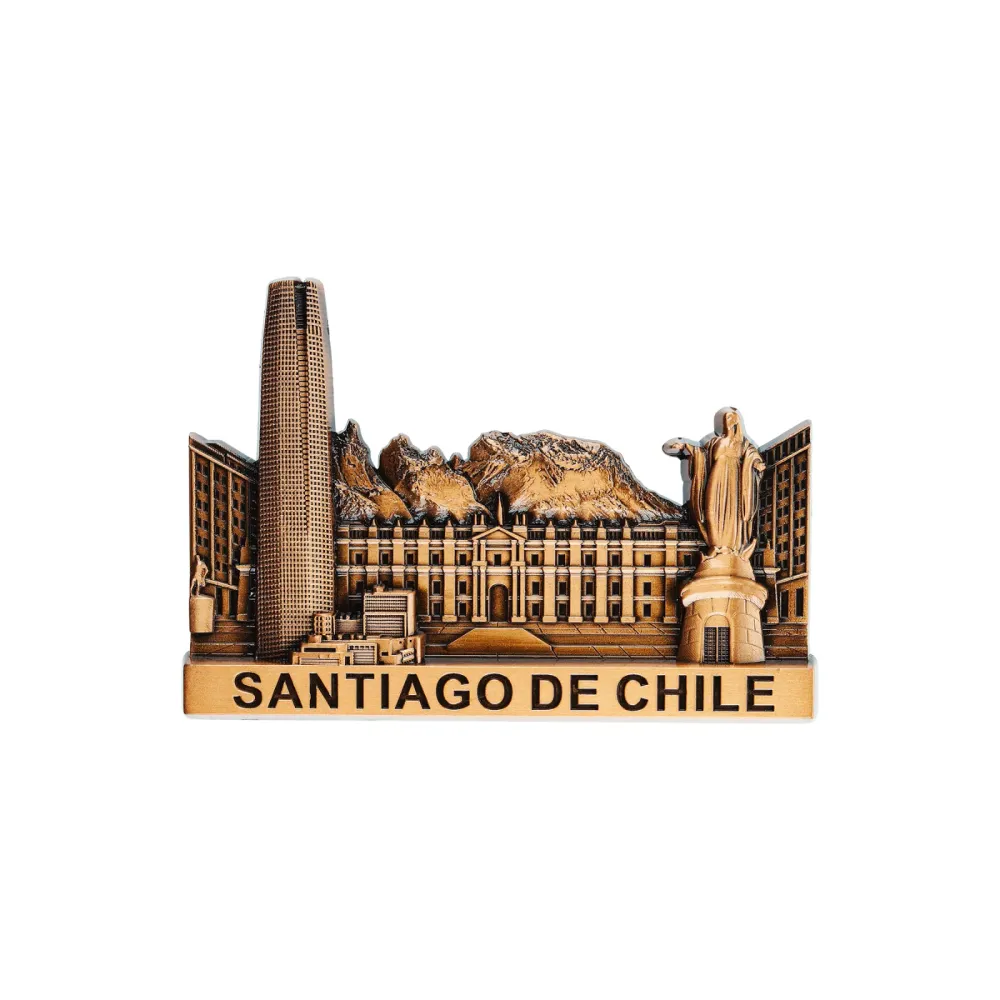 Imán Decorativo Color Cobre Souvenir Santiago de Chile Soleio Regalos