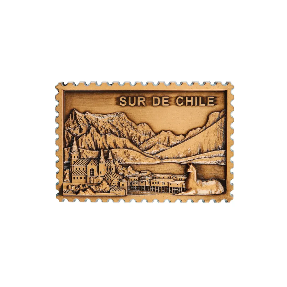 Imán Decorativo Color Cobre Souvenir Sur de Chile Soleio Regalos