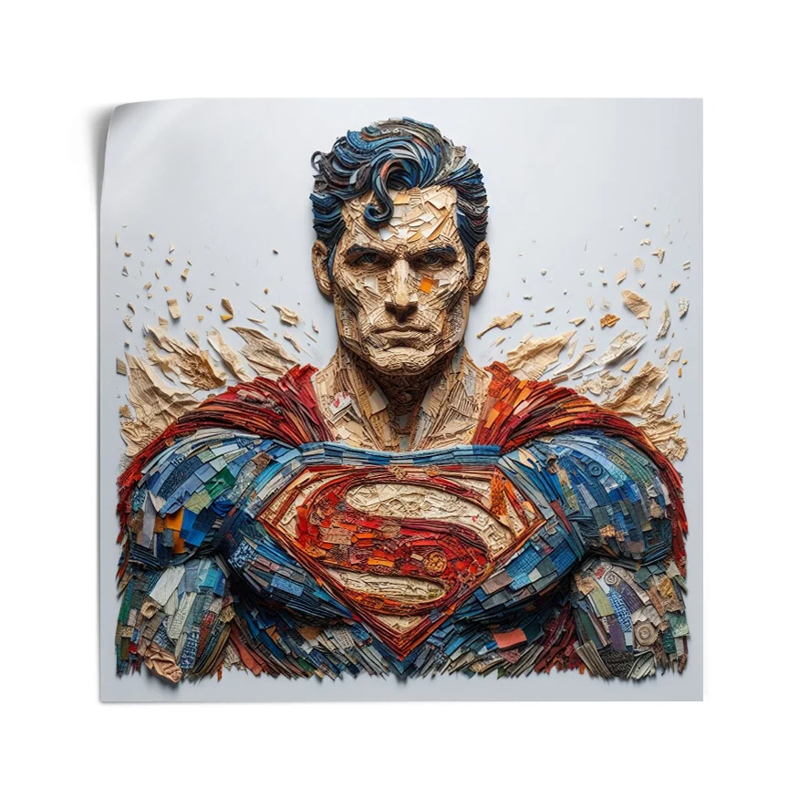 Superman En Llamas Tela Colores Poster
