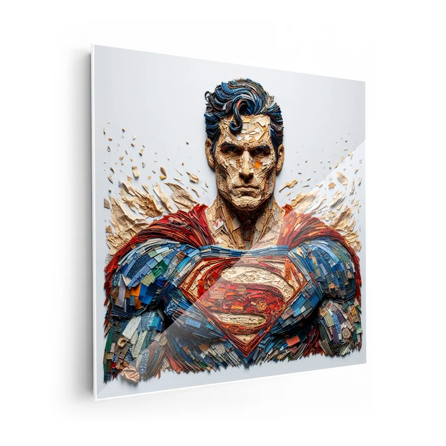 Superman En Llamas Tela Colores Poster