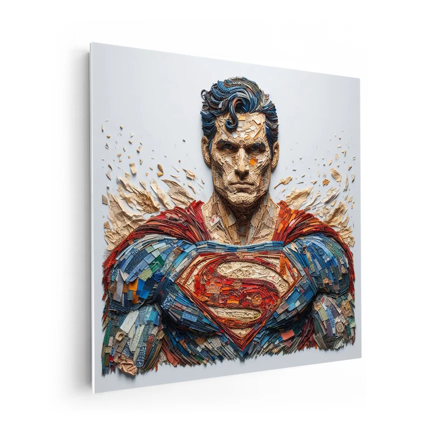Superman En Llamas Tela Colores Poster