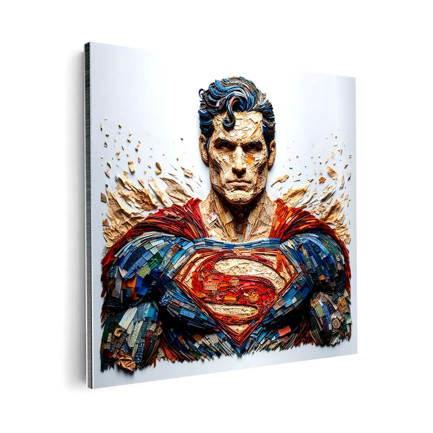 Superman En Llamas Tela Colores Poster