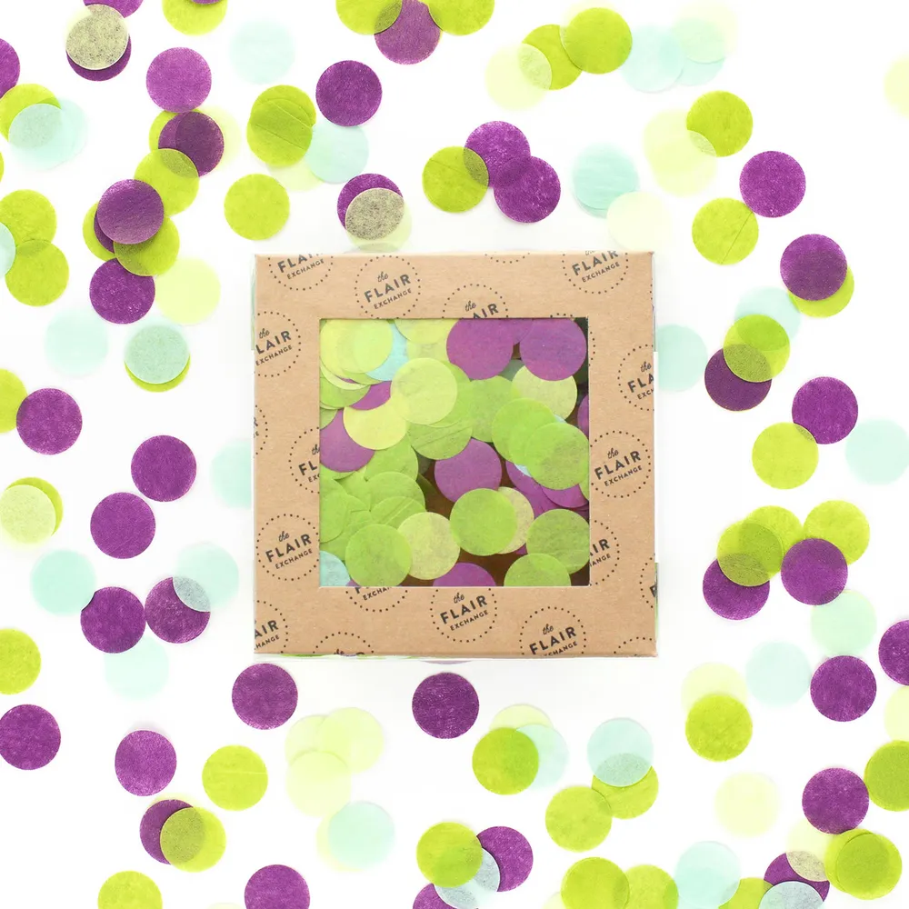 Confeti violeta verde neón - Suculento ecológico The Flair Exchange