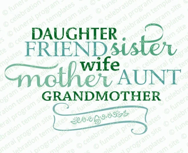 Arte de palabras de hermana amiga The Funeral Program Site