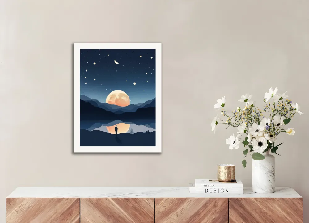 Arte de minimalismo, Luna y cielo estrellado - Póster The Object