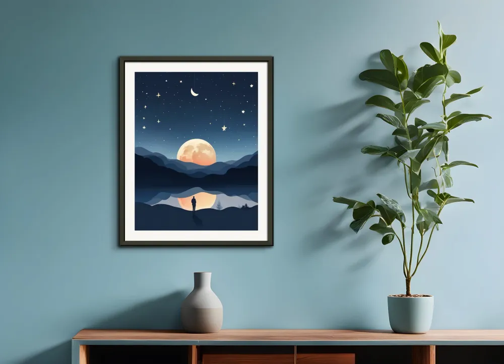 Arte de minimalismo, Luna y cielo estrellado - Póster The Object