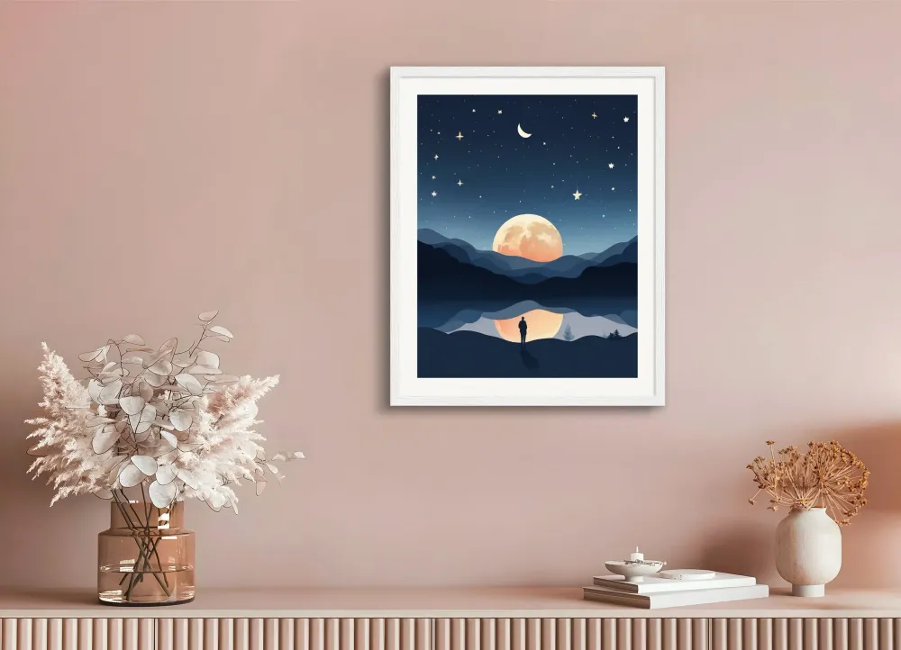 Arte de minimalismo, Luna y cielo estrellado - Póster The Object