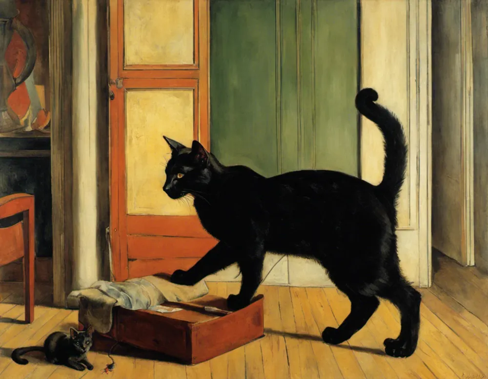 Pintura figurativa francesa, un gato - Póster The Object
