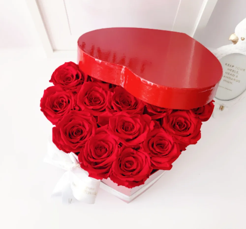 Caja Corazon Brillo de Rosas Preservadas The Prestige Roses Madrid
