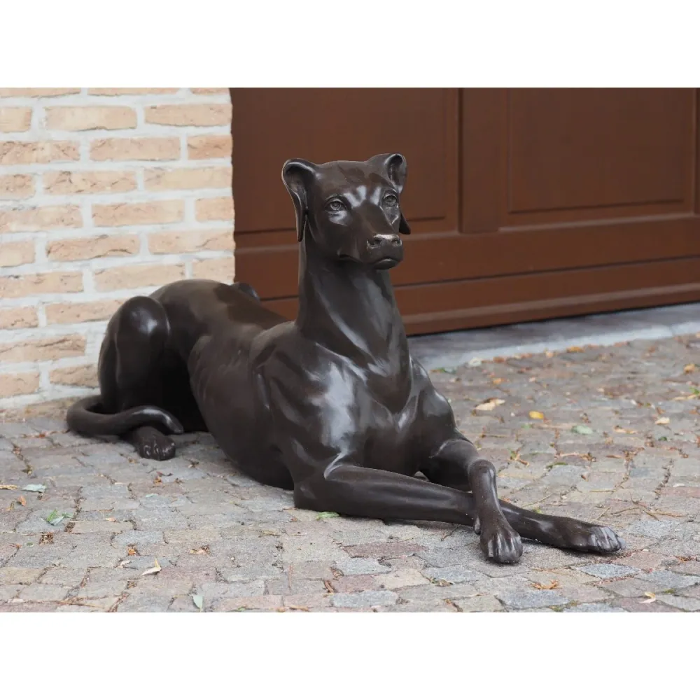 Estatua de bronce de perro reclinado la izquierda 51x31x130cm (altoxanchoxprofundidad) Thermobrass