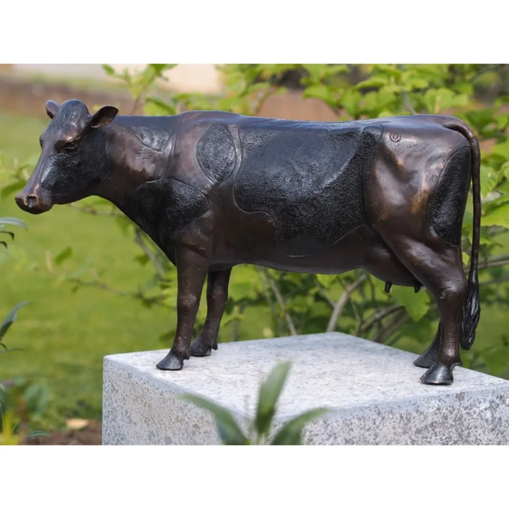Estatua de bronce de vaca, 35 x 14 x 58 cm (alto x ancho x profundidad) Thermobrass