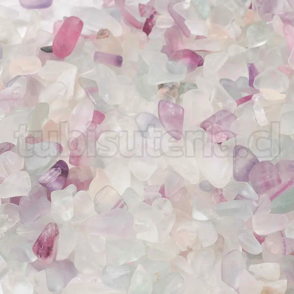 Fluorita natural en viruta o chip, sin agujero/sin perforar. TuBisuteria®