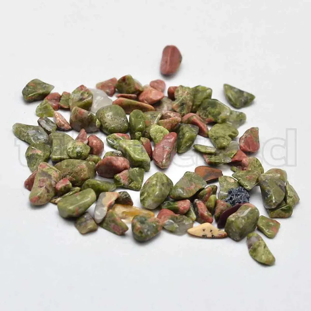 Viruta o chip de piedra natural, unakite, sin agujero / sin perforar. TuBisuteria®