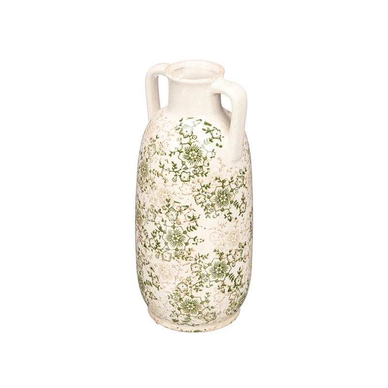 Jarrón Nonna 2 Asas Verde Beige 38cm UBICAR