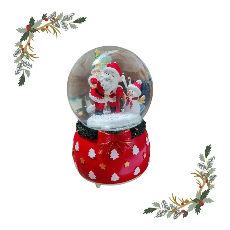 Bola De Nieve Esfera De Cristal Navidad Luz Y Música Decora Universal