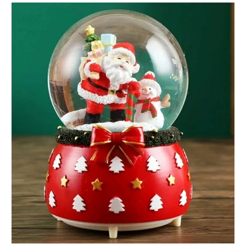 Bola De Nieve Esfera De Cristal Navidad Luz Y Música Decora Universal