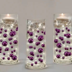 Perlas moradas "flotantes" - Decoraciones de jarrón de tamaños gigantes/varios sin agujeros Vase Pearlfection