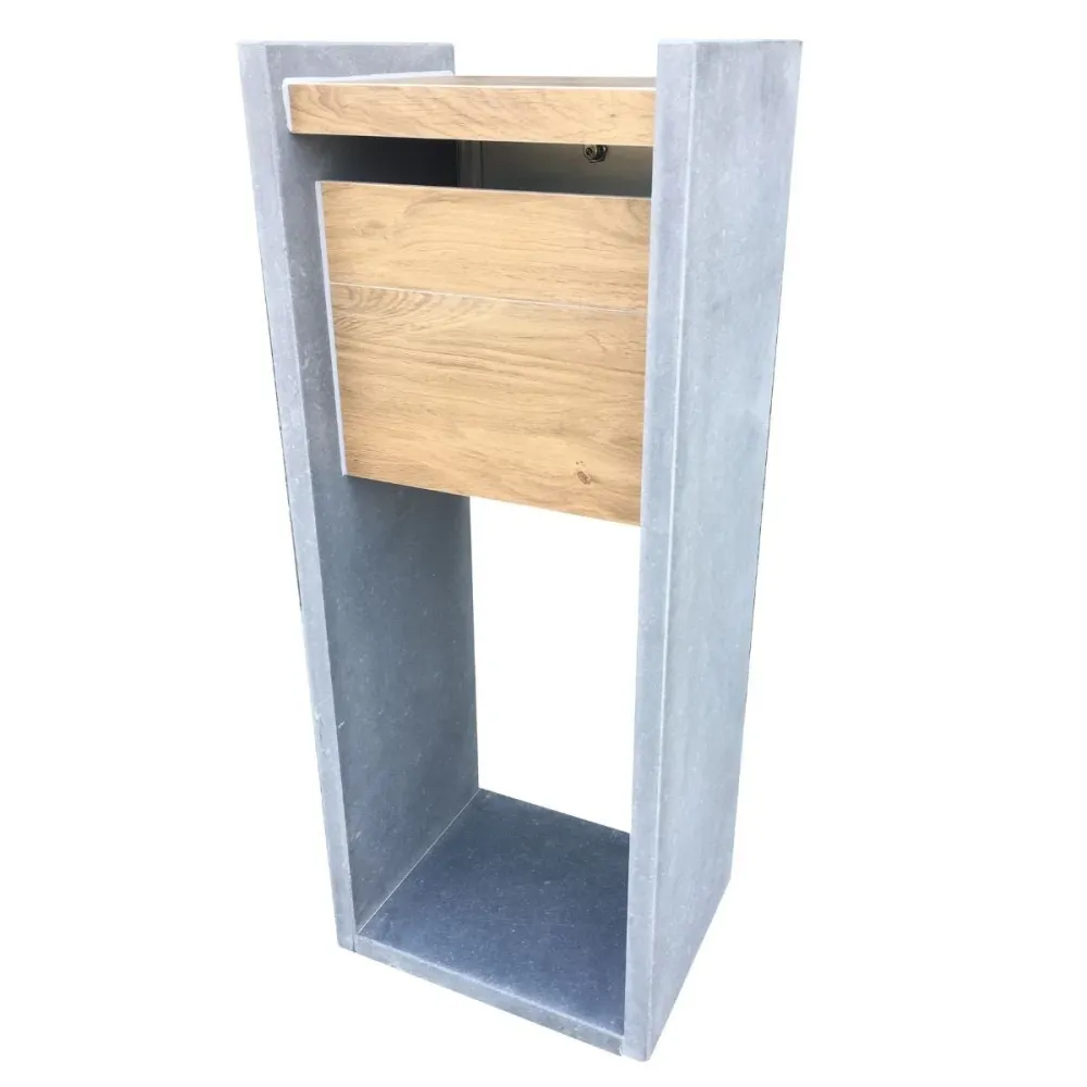 Buzón VASP Madrid con aspecto de madera - Piedra azul belga