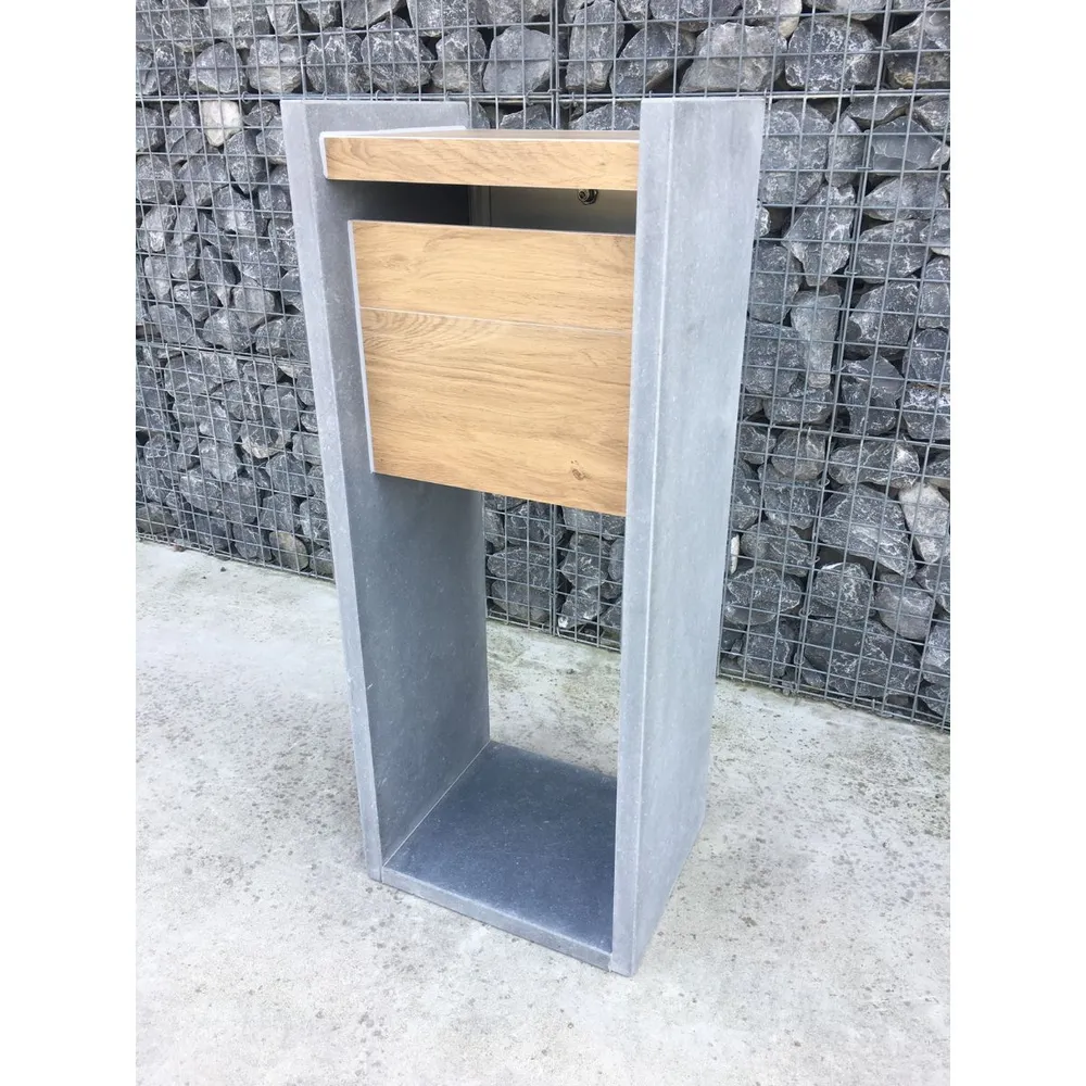 Buzón VASP Madrid con aspecto de madera - Piedra azul belga