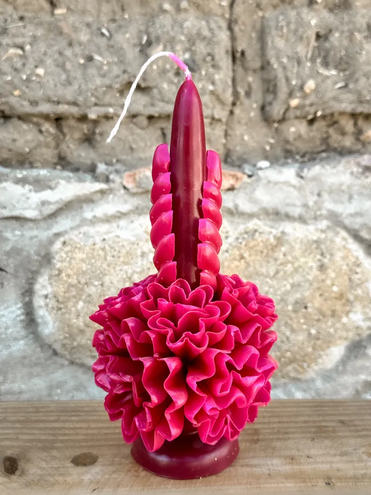 Vela floral de cera de abejas Amorcito