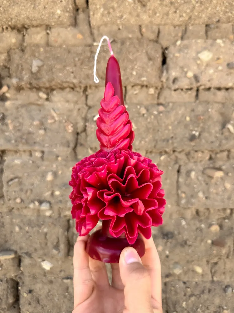 Vela floral de cera de abejas Amorcito