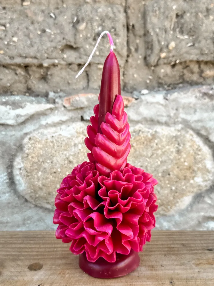 Vela floral de cera de abejas Amorcito
