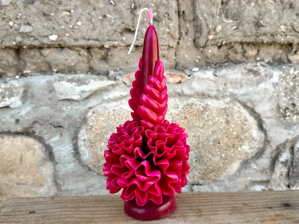 Vela floral de cera de abejas Amorcito