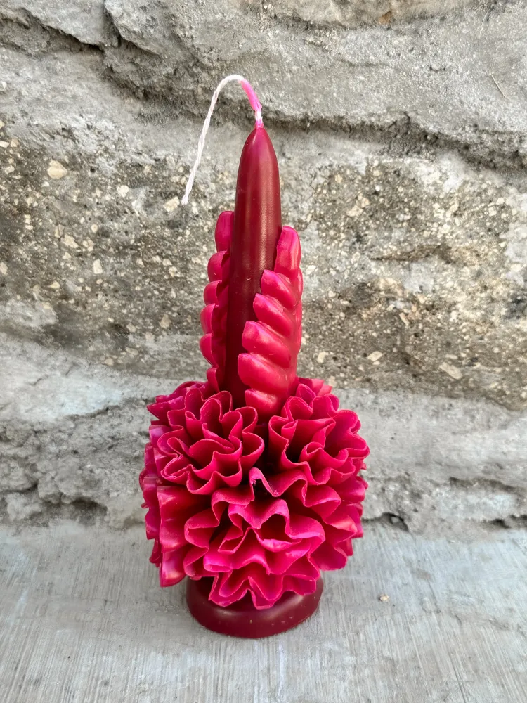 Vela floral de cera de abejas Amorcito