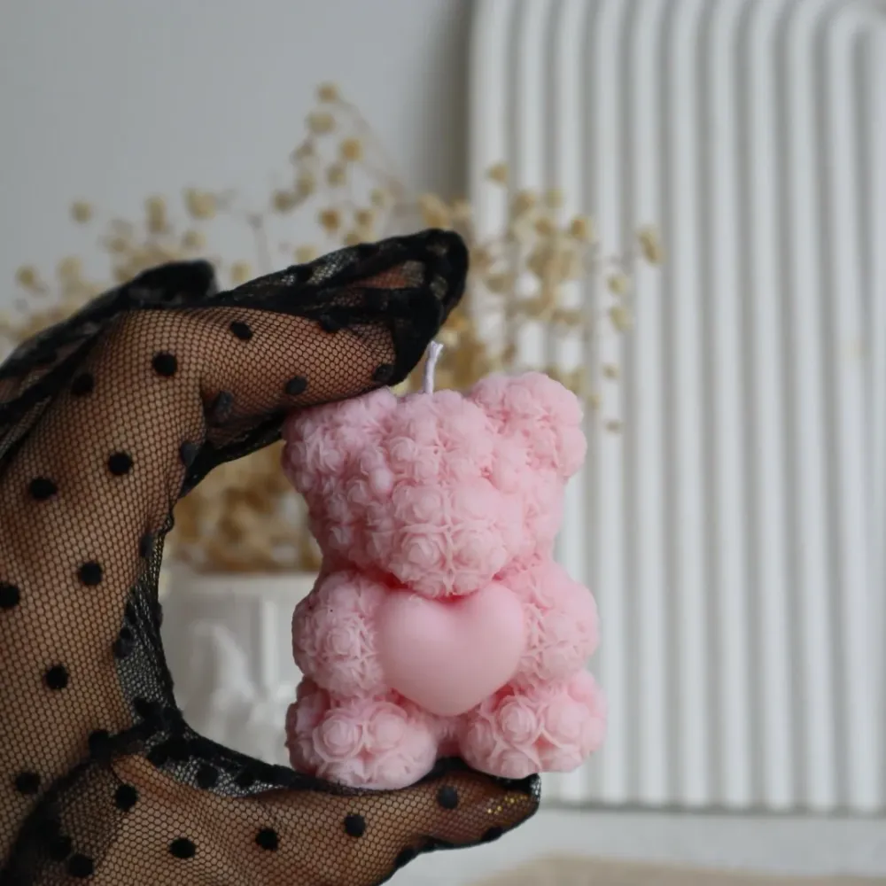 Vela “Oso con corazón” mini White VelaVisata