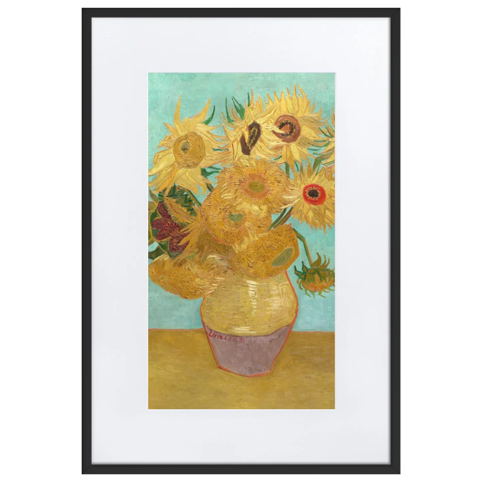 Cartel con paspartú - Girasoles, 1889 Negro Vincent van Gogh