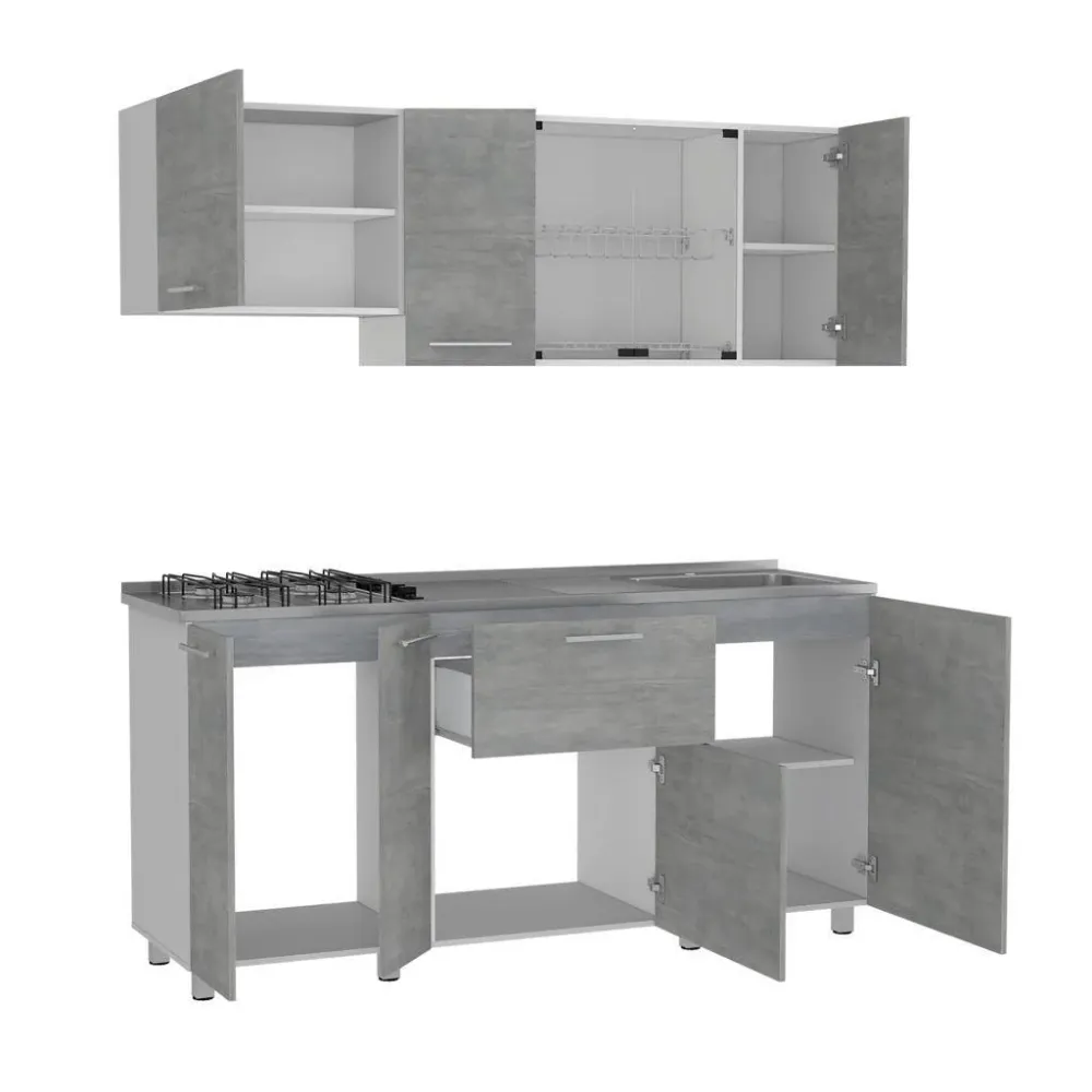 Combo de Cocina Atlati, Incluye Cocina Integral y Campana Virtual Muebles Combo