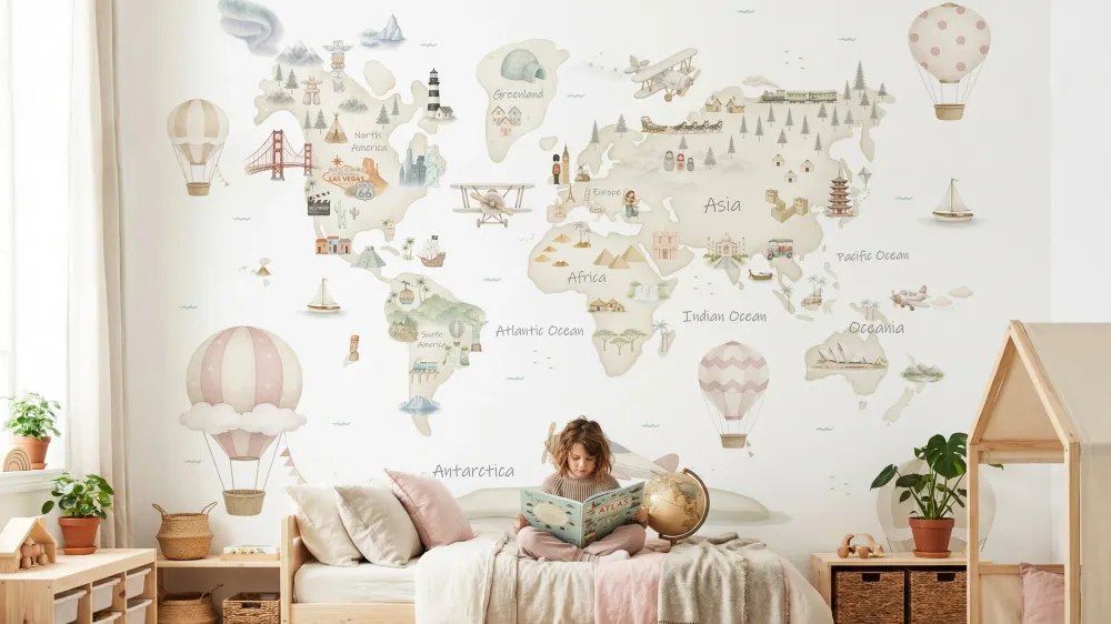 Mural de papel pintado - MAPA MUNDI ADVENTURE II Wall Lover