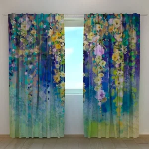 Cortina Pintura Floral Abstracta en Acuarela Wellmira España