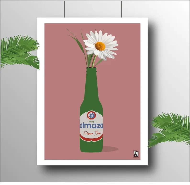 Daisy - Almaza Pot Plant Art Print A4 WhyNatt