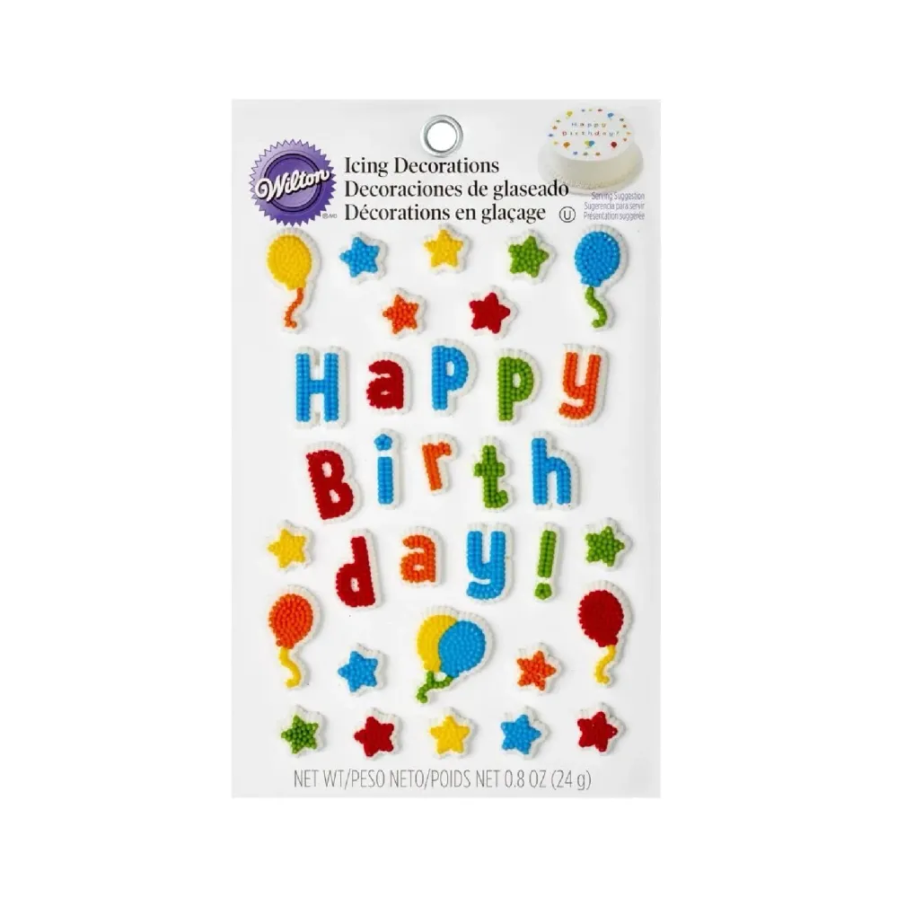 Decoración de happy birthday Wilton