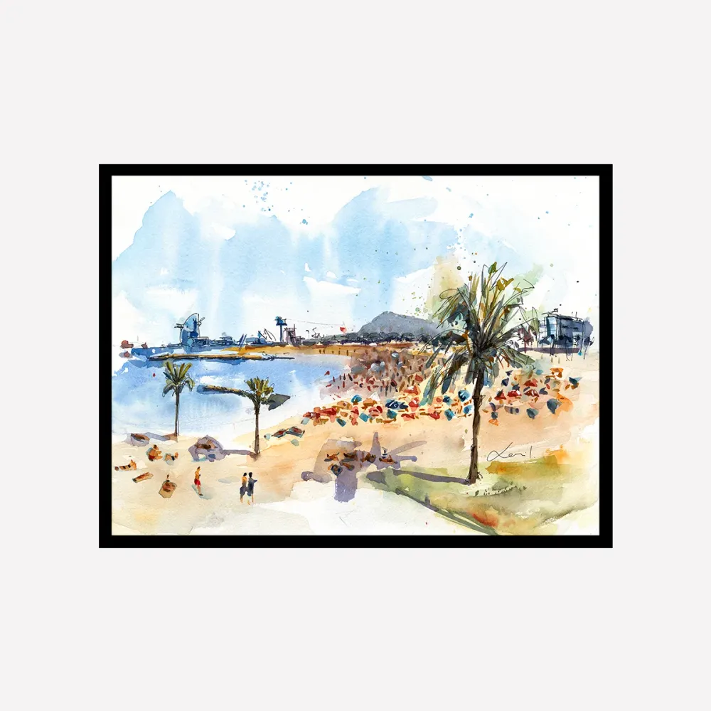 Barcelona Beach Art Print A4 Xavier Julia Sanchez