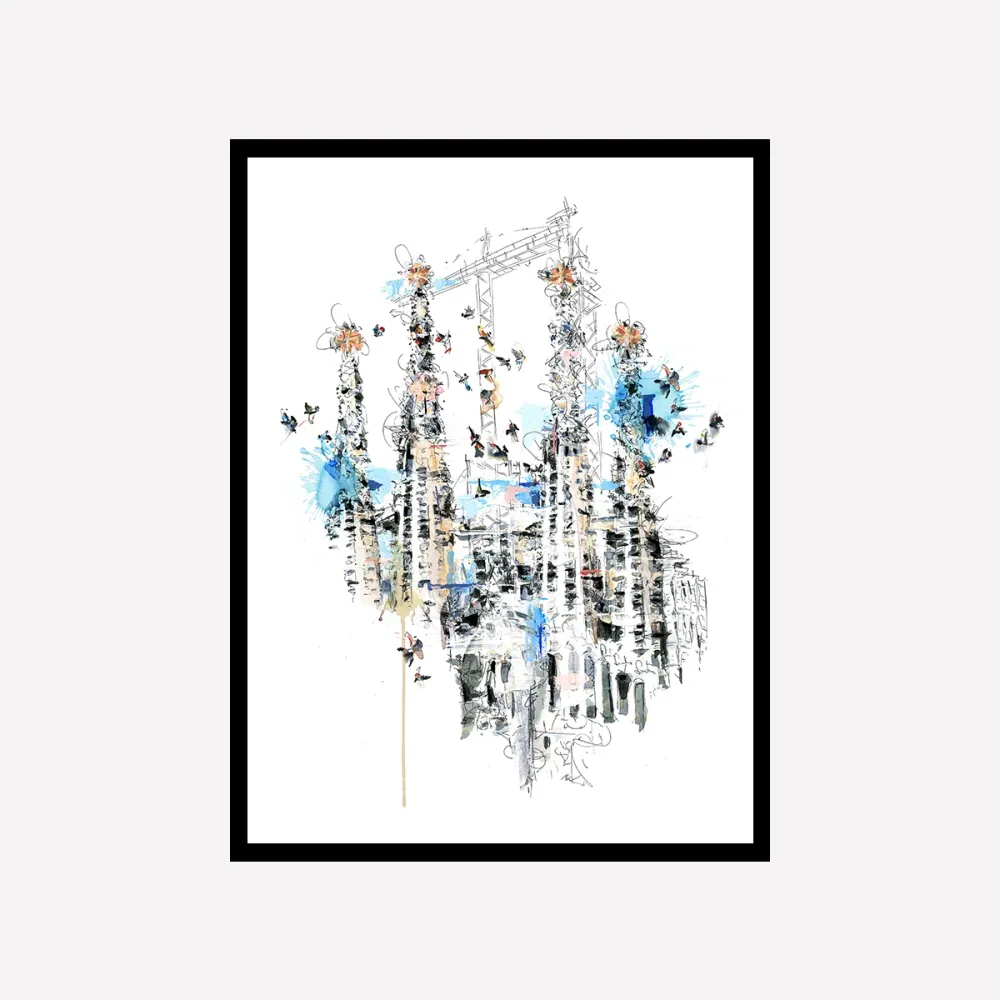 Sagrada birds Art Print A4 Xavier Julia Sanchez