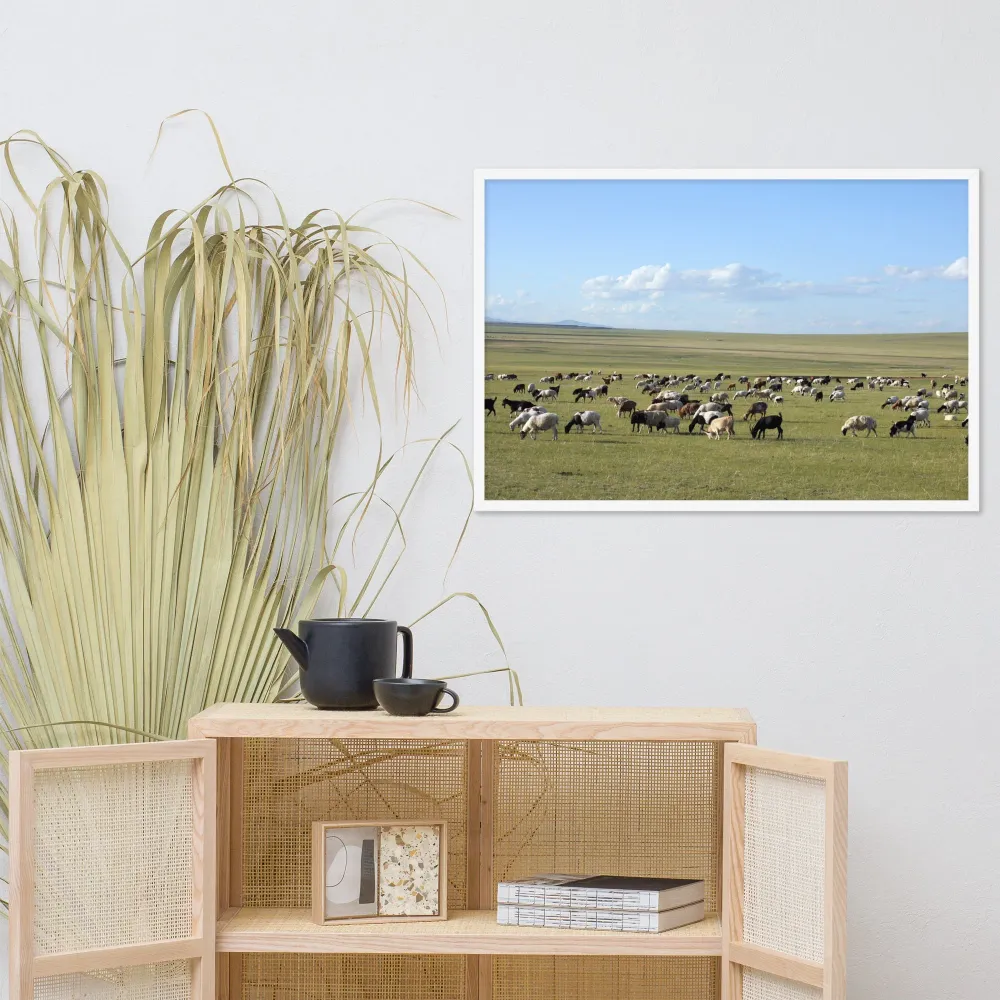 Póster - Rebaño de ovejas pastan en la estepa de Mongolia Young Han Song
