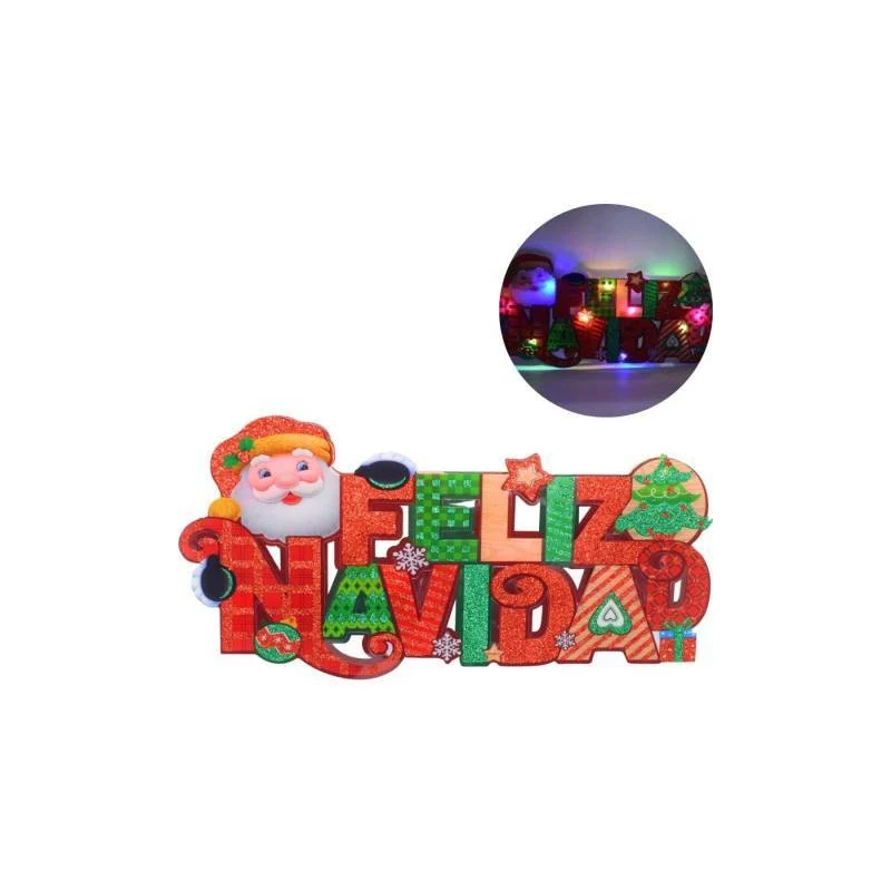 Adorno Cartel Navideño Con Luces 30x15cm Ccm00663 Roo Zona Ofertas