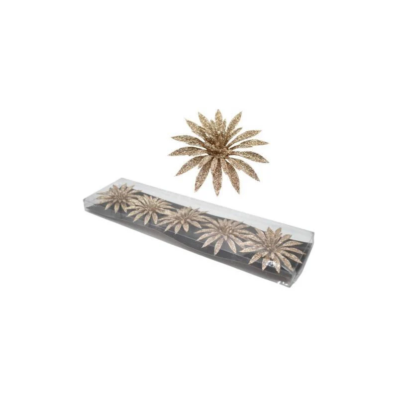 Adorno De Navidad Flores Con Prendedor X5 Unidades. Champagne Zona Ofertas